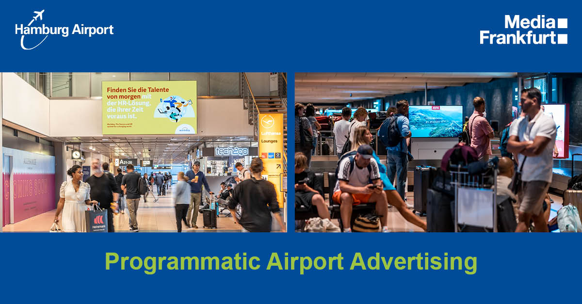 Two images of advertising media in Hamburg Airport
